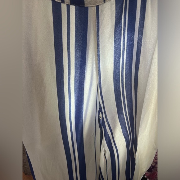 Honeypunch | sz small | blue white vertical stripe wide leg trousers. - Picture 6 of 6
